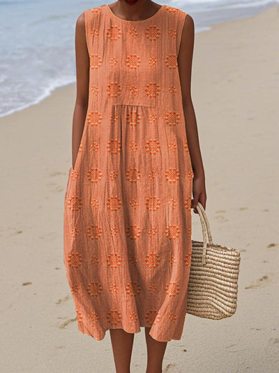 Aikaterini - Elegant Sleeveless Cotton Pocket Dress