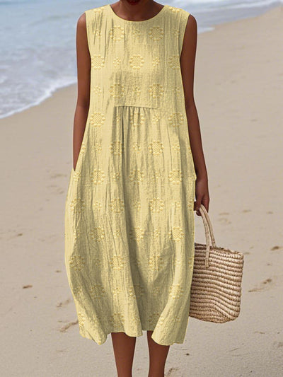 Aikaterini - Elegant Sleeveless Cotton Pocket Dress