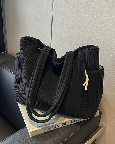 ADELE – Ribbed tote bag with cord detail