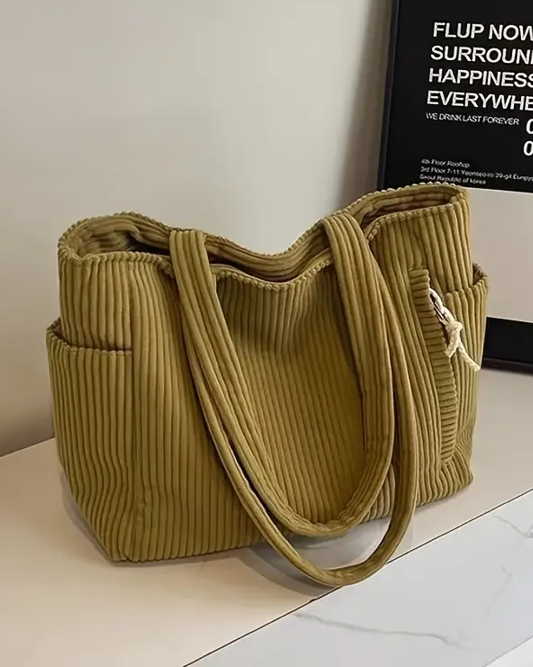 ADELE – Ribbed tote bag with cord detail