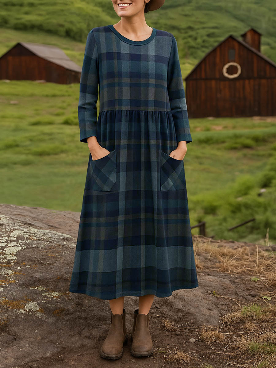 Clarysa™ | Elegant Plaid A-Line Dress
