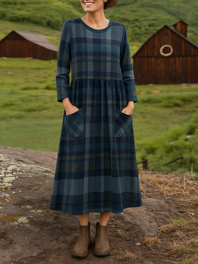 Clarysa™ | Elegant Plaid A-Line Dress