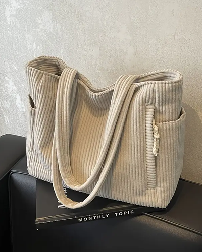 ADELE – Ribbed tote bag with cord detail