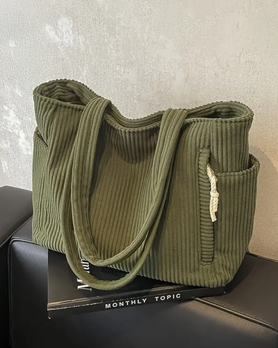ADELE – Ribbed tote bag with cord detail