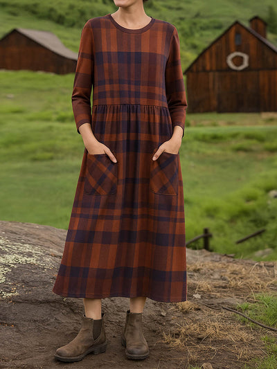 Clarysa™ | Elegant Plaid A-Line Dress