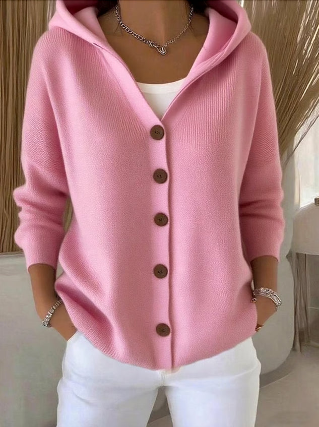 Women's cotton, smooth, comfortable, casual cardigan with long sleeves
