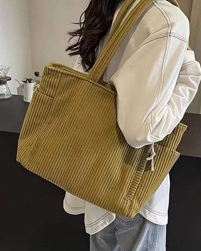 ADELE – Ribbed tote bag with cord detail