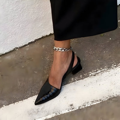 ADELE low-heeled pumps with open heels