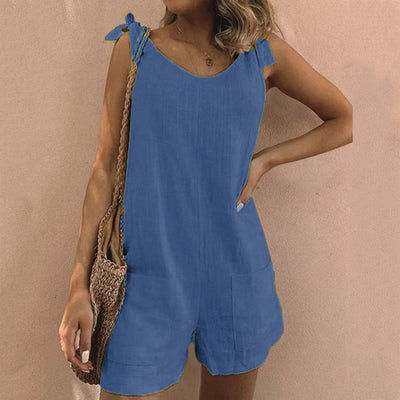 Addison - Jumpsuit With Bow Shoulder Straps And Pockets