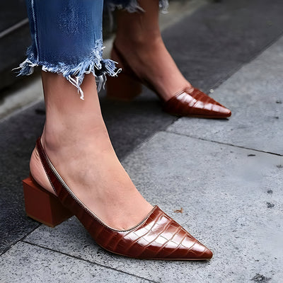 ADELE low-heeled pumps with open heels
