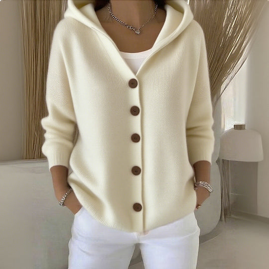 Women's cotton, smooth, comfortable, casual cardigan with long sleeves