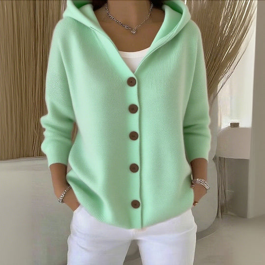 Women's cotton, smooth, comfortable, casual cardigan with long sleeves