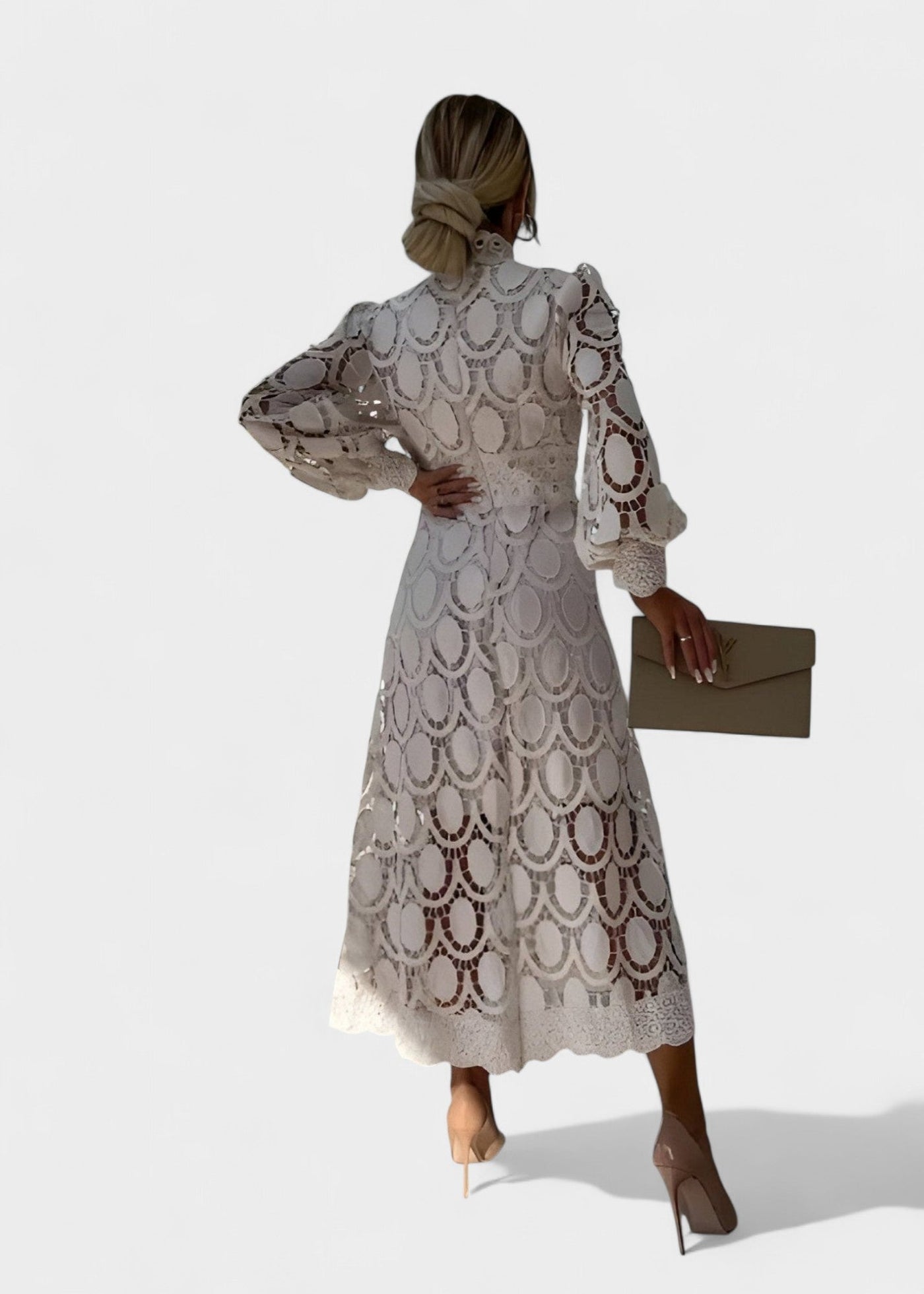 Christina – Intricate Lace Midi Dress